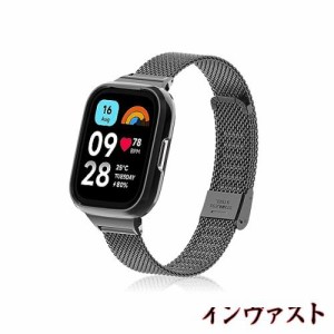 [HeeNia] Xiaomi Redmi Watch 3 Active 対応 バンド 金属ベルト ステンレス製 替えベルト 長さ調節可能 柔らしい 男女兼用Xiaomi Redmi W