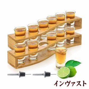 ショットグラスセット 35 ml /35 cc 且2個つトレイ, 酒器セット,ミニショットガラス,ヘビーベース、ウイスキーグラスセット、ロックグラ