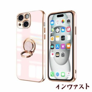 iPhone 15 ケース リング付き アイフォン15 リング カバー 全面保護 スマホケース TPU 耐衝撃 スタンド機能 車載スタンド対応 ストラップ