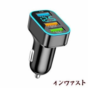 TEMEDO【100W/3ポート】シガーソケット usb シガーソケット 電圧計 充電器 USB 3ポート 車 usb スクエアな外観/耐用/軽量 シガーソケット