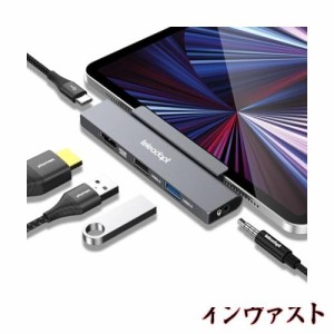 Teleadapt iPad Pro 専用ハブ 5-IN-1 Type C iPad Mini 6 ハブ USB Cハブ 100W PD 急速充電 4K HDMI出力 3.5mmオーディオジャック搭載 US