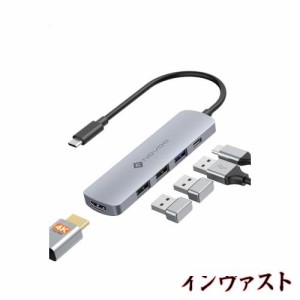 NOVOO 4K HDMI USB C ハブ 5-in-1 Type-C ハブ【4K@30Hz HDMI+3USB A 高速データ転送+PD100W 急速充電】USB ハブ USB-C アダプター タイ