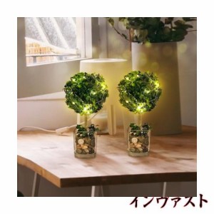 人工観葉植物 フェイク 光触媒 LEDライト付き高さ約25CM雰囲気作りガラス鉢 2枚 フェイクグリーン自撮り撮影道具 インテリア パーテイー 