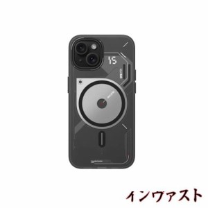 Aulumu A15 TPU for iPhone 15 マグネットケース - IMDテクノロジー - Magsafe [アルミ合金製カメラフレーム] 半透明 - ブラック