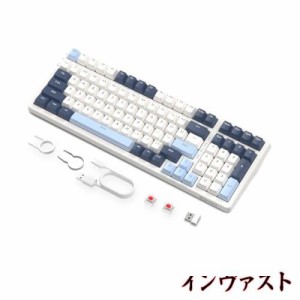 ZIYOU LANG K8 ゲーミングキーボード ワイヤレス メカニカルキーボード 100キー 赤軸/青軸 テンキー ホットスワップ対応 カスタムRGBバッ