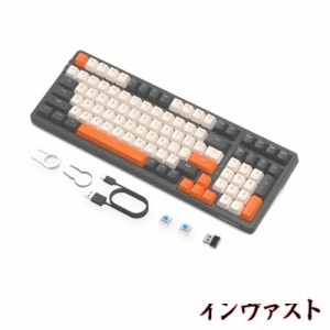 ZIYOU LANG K8 ゲーミングキーボード ワイヤレス メカニカルキーボード 100キー 赤軸/青軸 テンキー ホットスワップ対応 カスタムRGBバッ