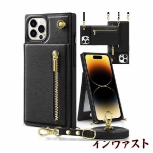 YIHARA iphone 15 Pro ケース手帳型 アイフォン15プロ スマホ ケース 財布型 iPhone 15 Pro 適用 携帯ケース 肩掛け 首かけ 斜めがけ シ