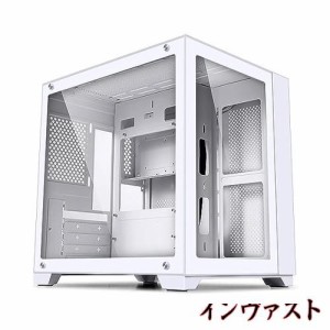 KEDIERS ミニタワー型 PCケース MicroATX、Mini-ITX 強化ガラスモデル,ファン別売、ホワイト(H08)