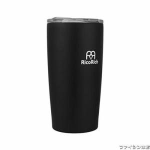 RicoRich ステンレスタンブラー ふたつき 真空断熱 二重構造 540ml ブラック (RRWB08-BK)