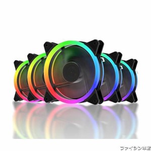 upHere 120mm RGB PCケースファン 中心部分が黒でLEDリングで周りが光る 静音タイプ 25mm厚 6PIN SATA電源 コントローラーとリモコン付き