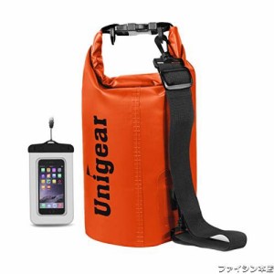 Unigear ドライバッグ 防水バッグ 防水ポーチ付き ドラム型 新型素材 防水 防塵 9色 6サイズ 2L 5L 10L 20L 30L 40L（オレンジ 10L）