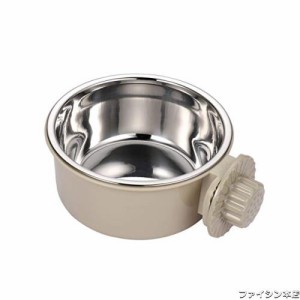 POPETPOP ペットボウル ハンガー 固定 ゲージ用 ペット食器 餌入れ ヘルスウォーターボウル 猫 犬 うさぎ 小動物用 食器 灰色