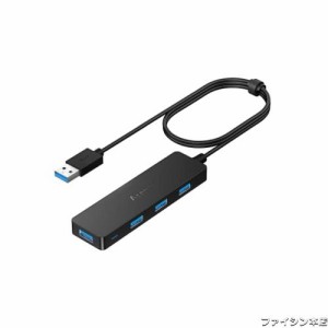 Aceele USB ハブ 4 USB ポート USB 3.0 ウルトラスリム ハブ, USB ハブ 120cm 延長ケーブル 5Gbps 超高速 軽量 PC MacBook/Chromebook Wi