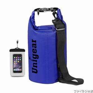 Unigear ドライバッグ 防水バッグ 防水ポーチ付き ドラム型 新型素材 防水 防塵 9色 6サイズ 2L 5L 10L 20L 30L 40L (青色, 5L)