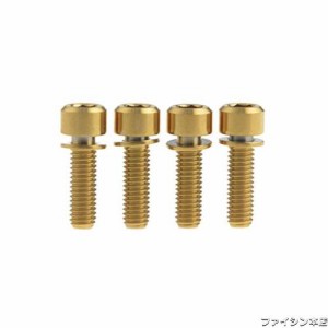 Dingtai 自転車Vブレーキハブ用ワッシャネジアレン六角ボルトを固定チタンの M6x16/18/20/25mm 4個の (ゴールド, M6x18mm)