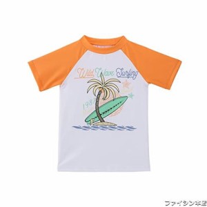 TIZAX キッズ ラッシュガード 子供 水着 半袖 Ｔシャツ UVカットUPF50+ (オレンジ, 160/12T)