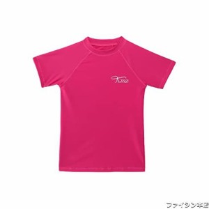 TIZAX キッズ ラッシュガード 子供 水着 半袖 Ｔシャツ UVカットUPF50+ (ローズ, 120/5T)