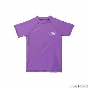 TIZAX キッズ ラッシュガード 子供 水着 半袖 Ｔシャツ UVカットUPF50+ (パープル, 140/8T)