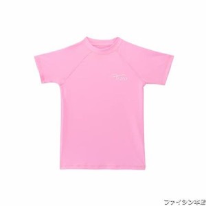 TIZAX キッズ ラッシュガード 子供 水着 半袖 Ｔシャツ UVカットUPF50 + (ピンク, 140/8T)