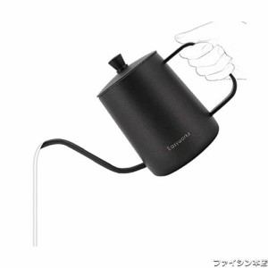 Easyworkz グースネック ケトル 600ml ステンレス鋼 コーヒー ポット ハンド ドリップ ティー ポット「ブラック」