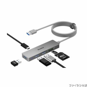 Aceele USBハブ USBポート USB 3.0ハブ超薄型6-in-1 SD/TFスロット+3*USB 3.0ポート+ Micro USB電源ポート 1.2 m延長ケーブル 5GBPS超高
