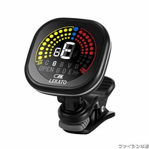 ギターチューナー 充電式 ギター/ベース用 クリップチューナー LEKATO スナップオンLED カラーディスプレイ 日常の練習に最適