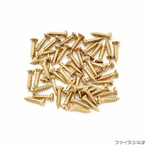 Musiclily Ultra 2.8x12.3mm ステンレス製 ピックガードビス フェンダーストラトテレキャスターギター/ベース用、ゴールド（50個セット）