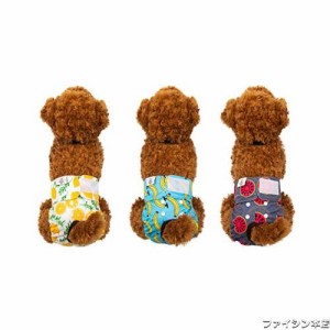 CuteBone 犬用マナーベルト おむつカバー犬用 調整可能 ミス 生理 果物柄 お漏らし対策 3枚セット 中小型犬用 D32S-JP