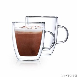 COLOCUP タンブラー ダブルウォールグラス 耐熱グラス 二重ガラス 高硼珪酸塩カップ 保温 保冷 2個セット 350ML取手付き