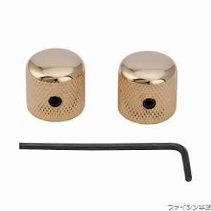 Musiclily Pro 6mm スチール製ギター ドームノブ ビス止め テレキャスターエレキギター/プレシジョンベース用、ゴールド（2個セット）