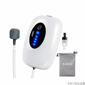 WANKOO バッテリー式 エアーポンプ 釣り/水槽 USB充電 2600mAh電池 消音30db 携帯式 酸素提供 連続25時間 間欠モードでは50時間動作でき