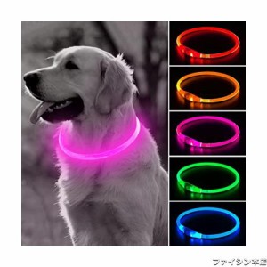 Weesiber 犬 光る首輪 - 充電式 LED 光る 犬 首輪 犬 散歩 ライト ペット首輪光る 夜間 安全 お散歩 小型犬 中型犬 大型犬 犬用 ライト付