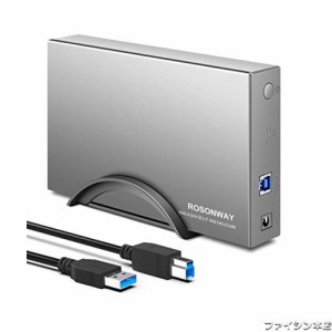 ROSONWAY HDD ケース 3.5インチUSB3.0 外付けハードディスクアルミ製 ドライブケース SATA接続 最大16TBをサポートUASP 自動スリープ機能