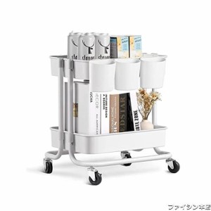 Melody House キッチンワゴン キャスター付き 2段 小物収納 コーナーラック 耐荷重40kg キッチンカート スチール+ABS 台所収納 収納ラッ