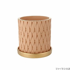 鉢カバー おしゃれ 植木鉢 陶器 鉢 プランター - 円筒形 セラミック 陶器-鉢 鉢植えおしゃれ 排水穴 穴付き受け皿付き15cm シンプル イン