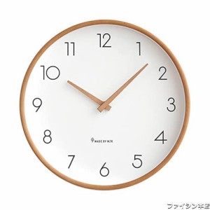 Danmukeji 掛け時計 北欧 壁時計シンプルで静かな木の色10インチ白い壁時計無垢材のポインター連続秒？ 無垢材 時計大きなフォント丸いガ
