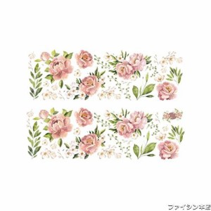 Chirstseason ウォールステッカー 花 ピンク 薔薇 牡丹 緑の葉 壁紙 シール 部屋飾り インテリア 店舗 ガラスドア リビング キチン 玄関 