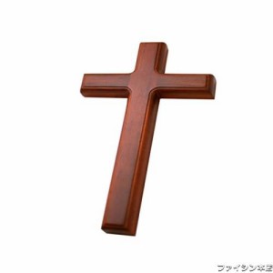 NUOBESTY 十字架 木製 壁掛け キリスト教 32cm クロス 礼拝 インテリア 小物 装飾 卓上 教会 置物 礼拝堂 ブラウン