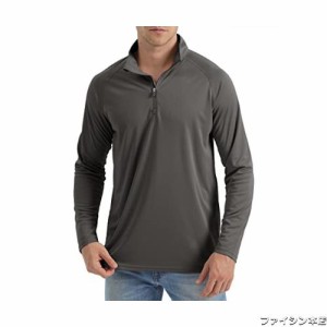 [TACVASEN] ロングスリーブ メンズ インナーシャツ ロングTシャツ ハーフジッパー パーカー 紫外線カット 作業用 お釣り ダークグレー 3X