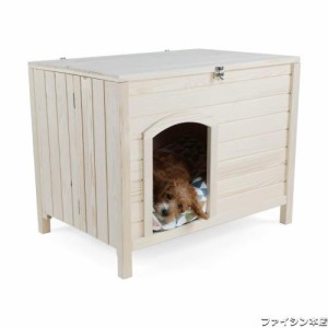 petsfit 犬小屋 組み立て不要 猫小屋 収納できる猫トイレ 猫用トイレ収納カバー 天然木 杉 小屋 犬舎 猫舎 木製ゲージ 小型犬/中型犬 す