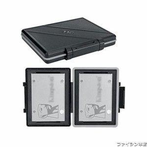 JJC 2.5インチ SSD HDD 収納ケース 2 枚 2.5インチ SSD または 1 枚 2.5インチ HDD 収納可能 耐衝撃 防塵 防湿 ハードディスク 保管ケー