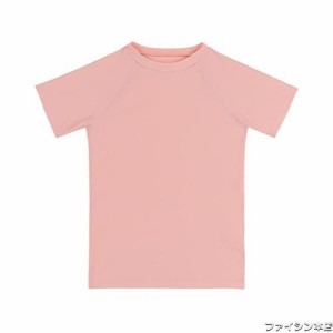 [TIZAX] ラッシュガード キッズ 子供 学校 Tシャツ 半袖 水着 UVカット 水陸 両用 男の子 女の子 プールグッズ UPF50+（珊瑚色，120/5T）