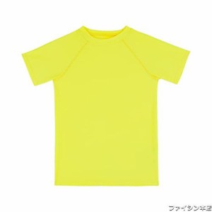 [TIZAX] ラッシュガード キッズ 子供 学校 Tシャツ 半袖 水着 UVカット 水陸 両用 男の子 女の子 プールグッズ UPF50+（レモンイエロー，