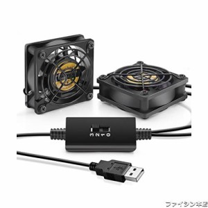 Mauknci USB ファン 6cm 2連 3段階風量調整 5V 小型 冷却ファン 強力 ミニファン 60mm