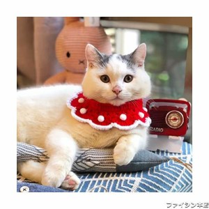 WEILFYONK ペットのヘッドスカーフ、犬の襟、かわいいペットの服ヘッドスカーフスカーフ、子犬の子猫ペット猫ニットスカーフ (M, レッド)