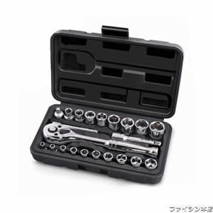 AWANFI ラチェットレンチ ソケットレンチセット（差込角9.5mm＆6.35mm）自動車工具セット ガレージツールセット カーメンテナンス バイク