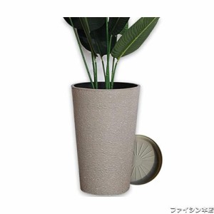 Floralies プランター 大型 おしゃれ 受け皿付き 植木鉢 大型 軽量 屋内 屋外用 プランター 深型 高さ52cm 排水穴付き 観葉植物 鉢 植木