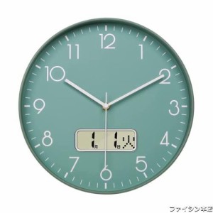 Nbdeal 掛け時計 電波時計 静音 連続秒針 おしゃれ 日付 曜日表示 直径30cm 壁掛け 時計 北欧 (グリーン)