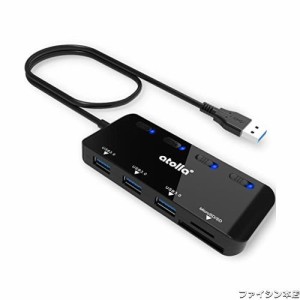 atolla SDカードリーダー USB3.0 カードリーダー USBハブ 5-in-1 USB3.0ポート+SD＆TF/microSDカードリーダー 同時読み書き【microSDXC/m