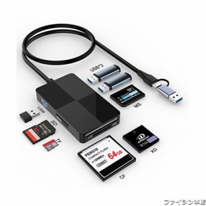 USB C USB 3.0 マルチカードリーダーハブ、8 in 2 XD SD CF MS TF MicroSDカードアダプター+ USBハブ×3、XDピクチャーカードリーダー 5G